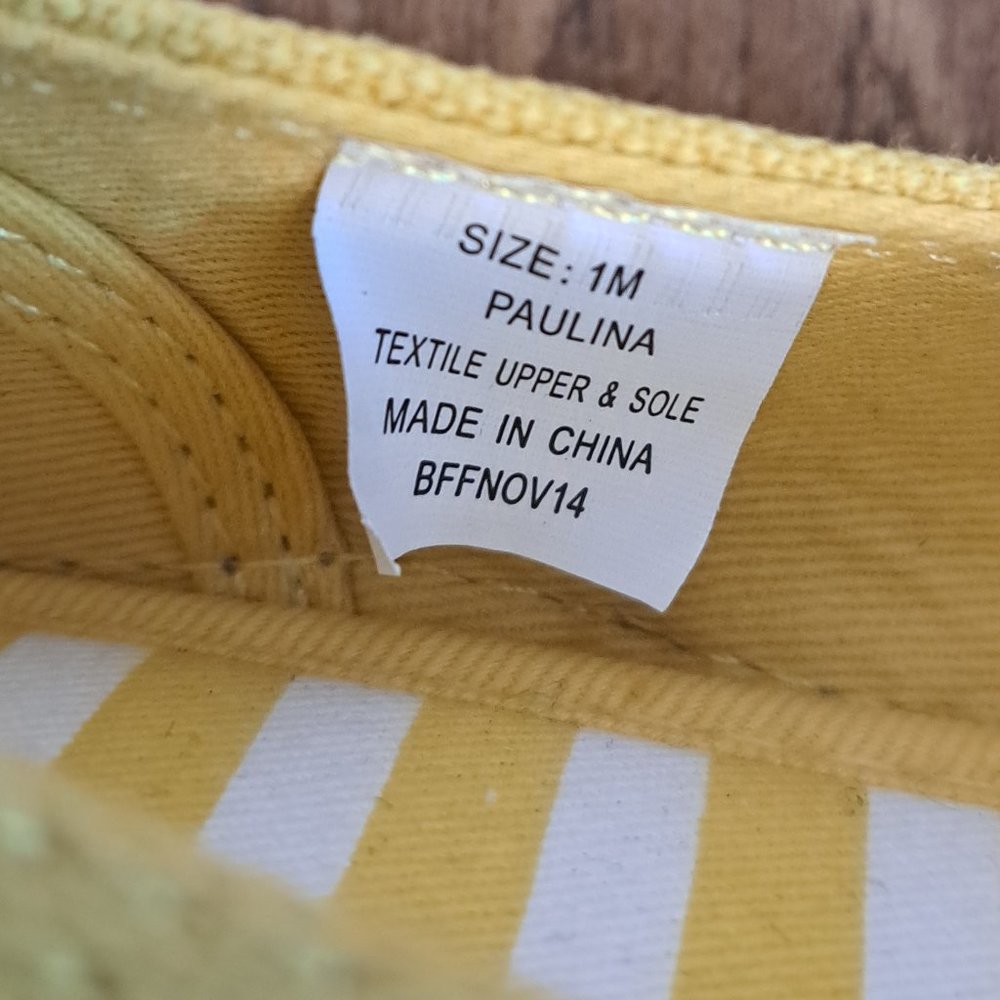 Hanna Andersson Paulina Slip-On Yellow Striped Shoes Size 1 - Picture 7 of 8